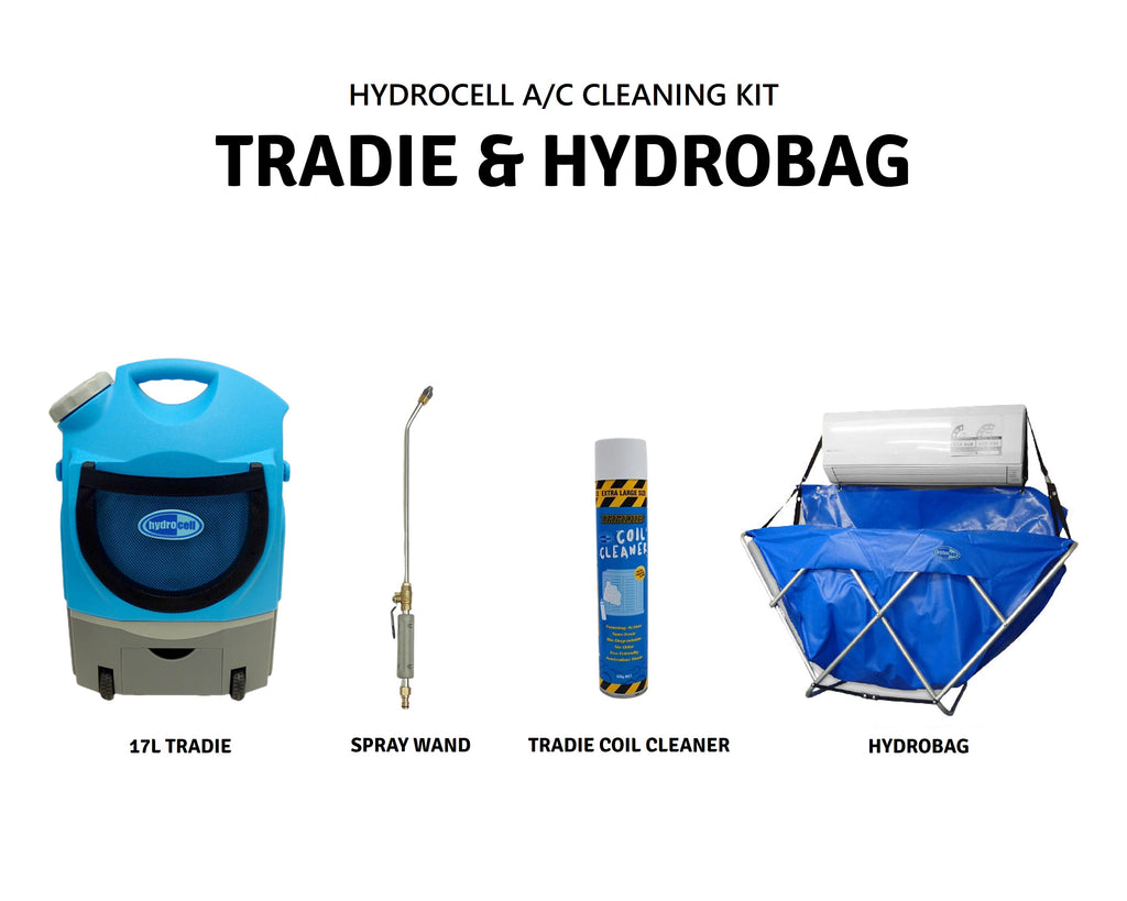 Hydrocell A/C Cleaning Kit (Hydrobag, 17L Tradie Portable Pressure Washer, Spray Wand, Coil Cleaner) HYD-KIT-BUNDLE