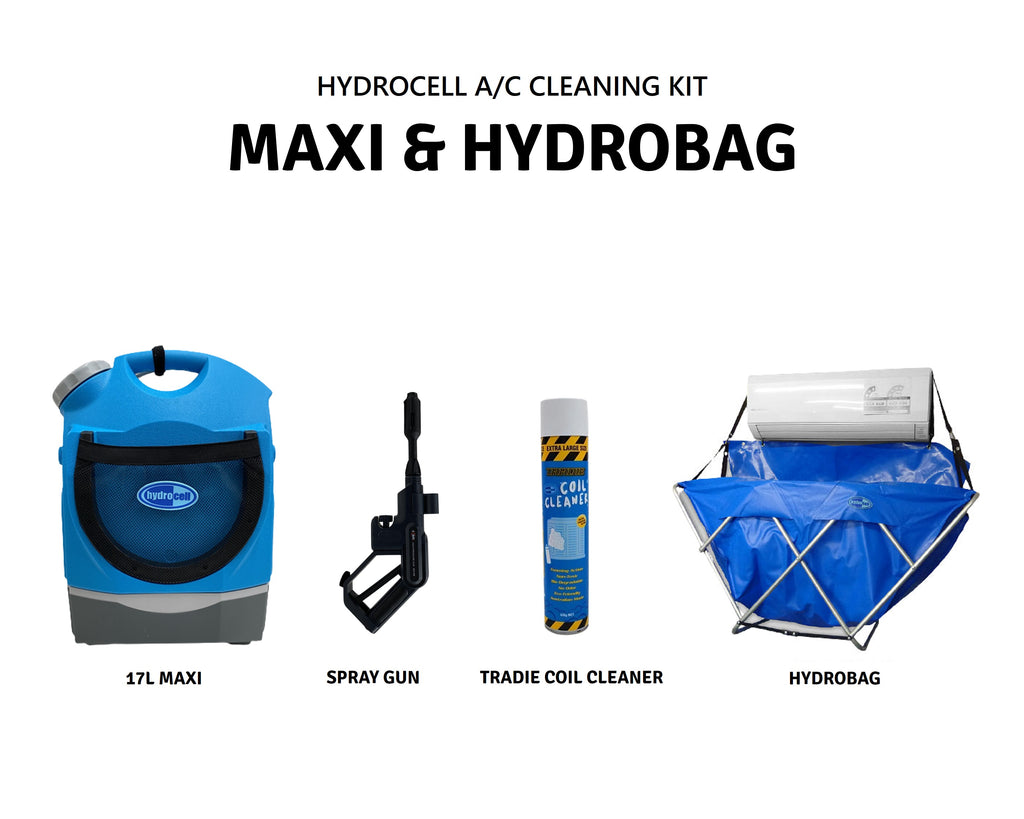 Hydrocell A/C Cleaning Kit (17L Maxi Pressure Washer with Spray Gun, Hydrobag, Coil Cleaner) HYD-KIT-MAXI