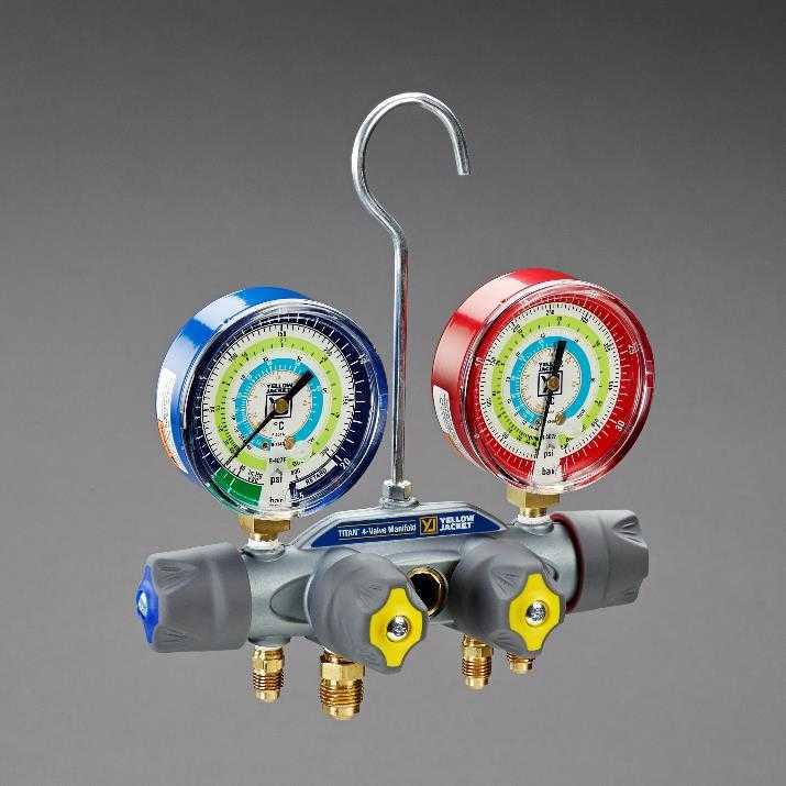 Yellow Jacket TITAN® 4-valve Manifold Gauge R134a/404A/407F 49931