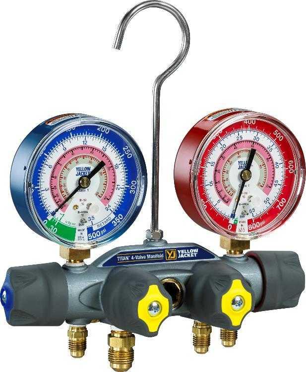 Yellow Jacket TITAN® 4-valve Manifold Gauge R32/410A 49966