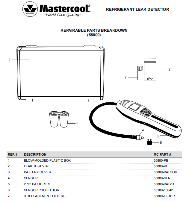 Mastercool Metal Oxide Gas Sensor Replacement for 55800 - 55800-SEN