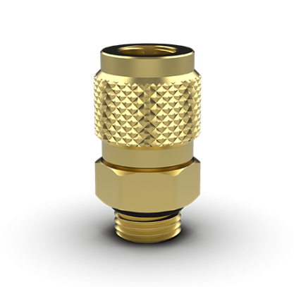 Fieldpiece RVC4 1/4 inch brass replacement service port fitting for valve core removal tools with spare o-rings