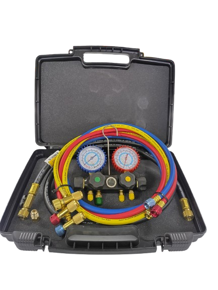 Cps R134a Machine CPS MV4TP5NG BlackMax® 4-Valve R134A/R22/R404 Manifold Gauge Set with 5 ...