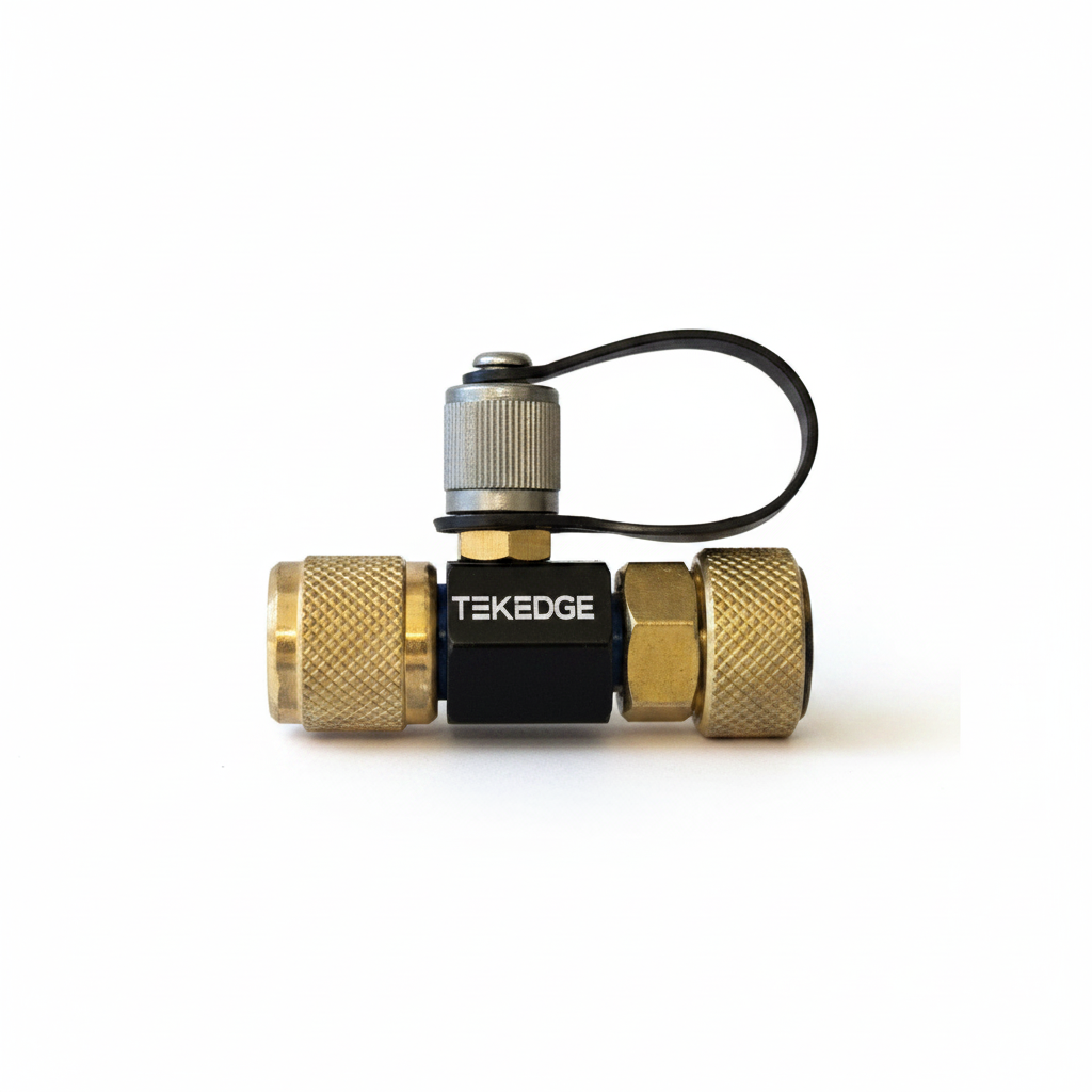 TEKEDGE TE-CDT-04 black 1/4 inch female to 1/4 inch male flare adjustable hi flow Schrader core depressor tool