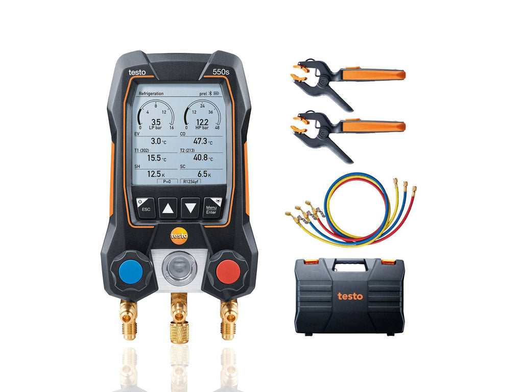 Testo 550s Smart Kit – Digital Manifold, Clamp Temperature Probes, Hose Set 0564 5503