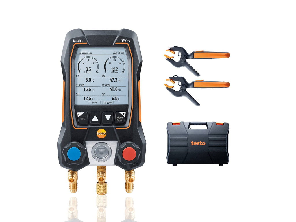 Testo 550s Smart Digital Manifold with Clamp Temperature Probes 0564 5502