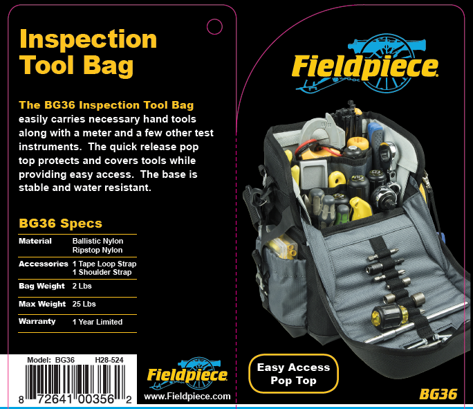 Fieldpiece BG36 HVAC Inspection Tool Bag Cool Tools HVACR