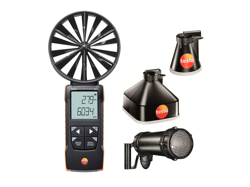 Testo 417 Compact Vane-Anemometer with Funnel Set and Flow Straightener 0563 2417