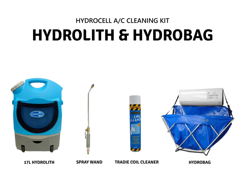 Hydrocell A/C Cleaning Kit (17L HydroLith Pressure Washer, Hydrobag, Spray Wand, Coil Cleaner) HYD-KIT-LITHIUM