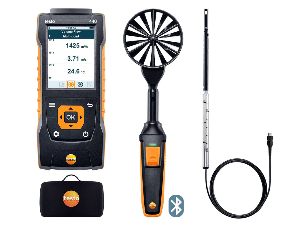 Testo 440 Air Flow Combo Set 1 with Hot Wire and 100mm Vane Probe - 0563 4406