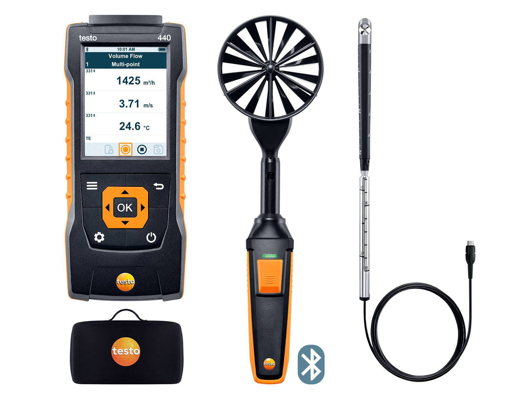 Testo 440 Air Flow Combo Set 2 with Two Vane Probes 100mm and 16mm - 0563 4407